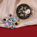 Creative Fashion Round Cartoon Astronaut Rotating Metal Brooch Black Butterfly Roulette Petal Badge Soft Enamel Lapel Pin