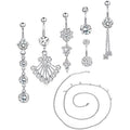 Set 6-8pcs 14G Stainless Steel Trendy Wedding Body Piercing Jewelry Waist Belly Chain Navel Button Ring Zircon Stones Children's