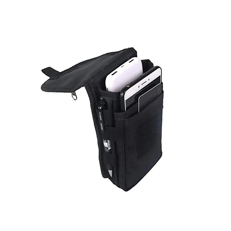 Hot Selling Unisex Outdoor Running Waist Bag Black Polyester Waterproof Zipper Closure Small Size Geometric for Phone Storage