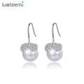 LUOTEEMI Earing Woman 2025 Trendy Cute Hook Lady Zircon Charm Simple Female Hot Sale Imitation Pearl Boho Earring