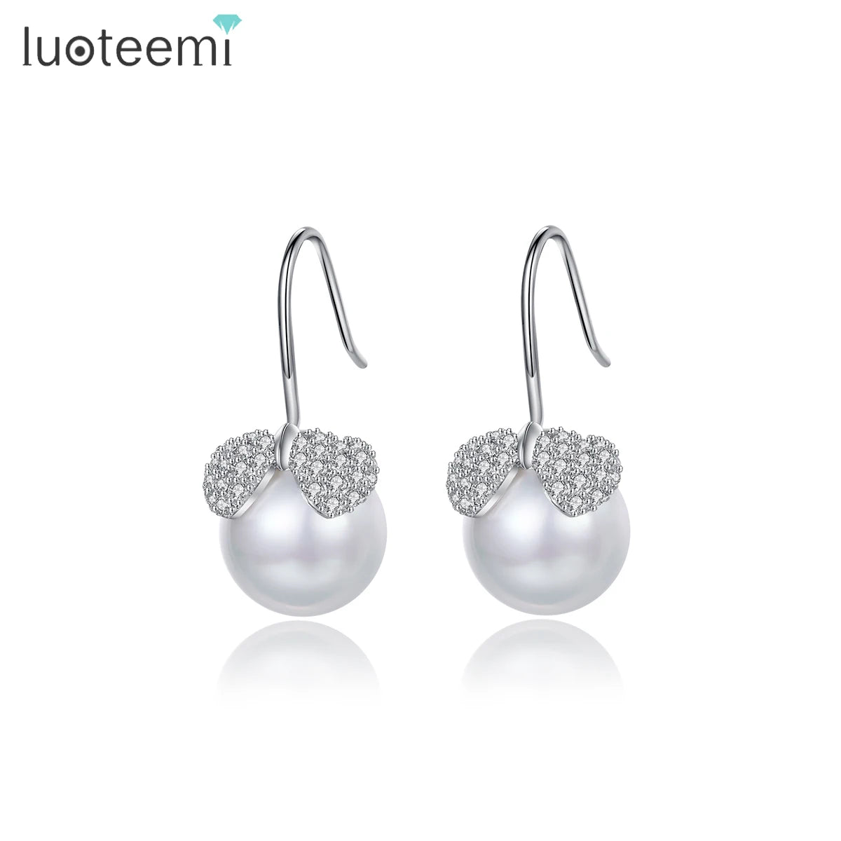 LUOTEEMI Earing Woman 2025 Trendy Cute Hook Lady Zircon Charm Simple Female Hot Sale Imitation Pearl Boho Earring