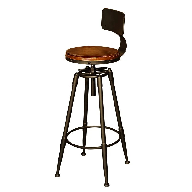 American Retro Iron bar Chair Front Desk High Stool Solid Metal  Leisure Chair Cafe Lift bar Chair