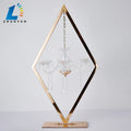 Wedding Decoration Handmade Electroplating Gold Acrylic Iron Rhombus Shape 120cm Candelabra Centerpieces Factory Direct