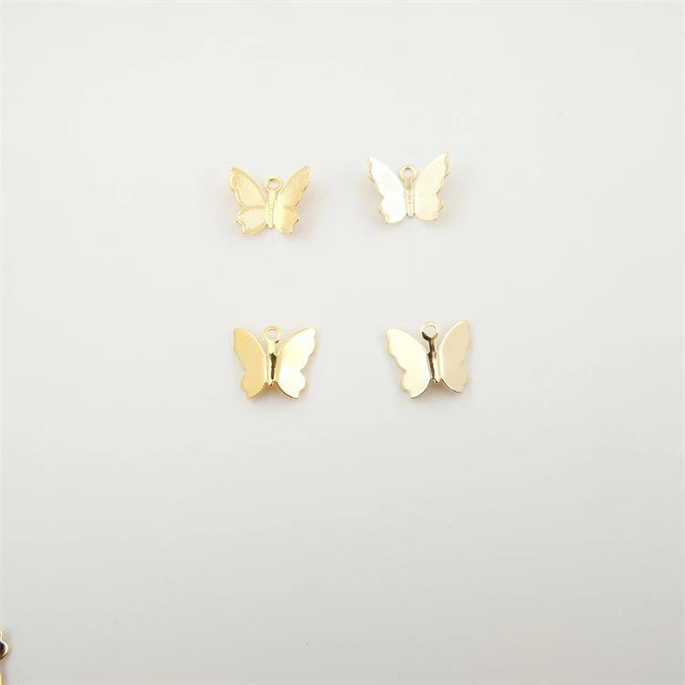 Bracelet Butterfly Pendants 18K Gold Plated Pendant Brass DIY Jewelry Accessories Smooth butterfly Eardrop Pendant