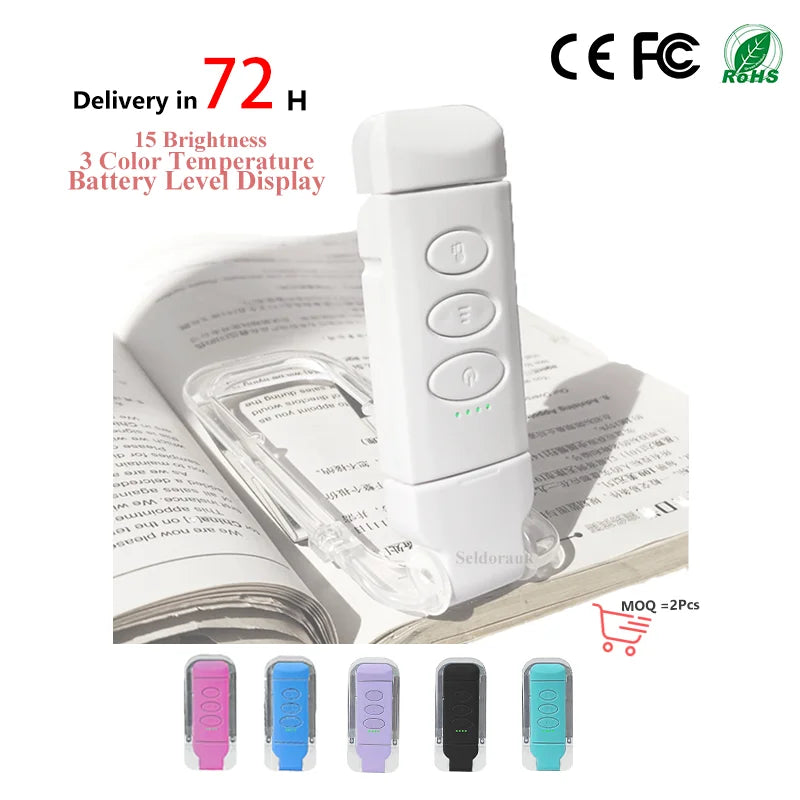 Upgrade Eye Protection Brightness Adjustable LED Clip on Bookmark Light Bed Reader USB Rechargeable Flexible LED Book Light