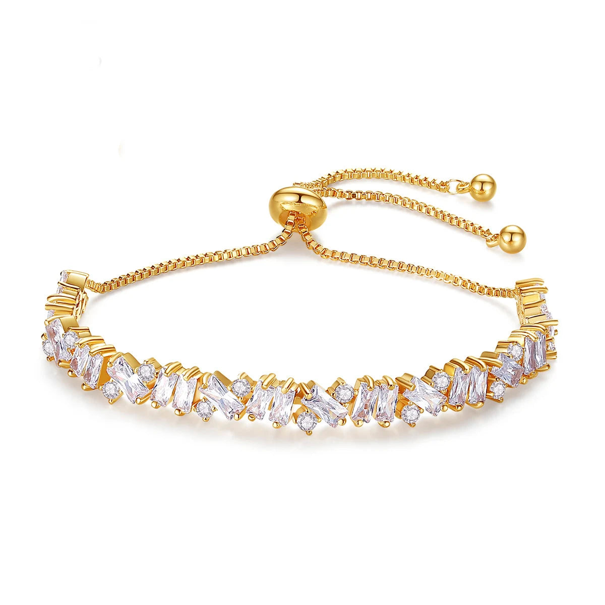 Duyizhao Ladies Baguette Tennis Bracelet 6mm Cooper Rainbow Adjustable Bracelet With Cubic Zirconia Women Fashion Jewelry Stock