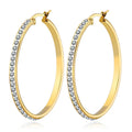 Fashion All-match Stainless Steel Round Big Ear Ring Titanium Steel Full Diamond Gold Earrings