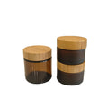 Friendly Cosmetic 100ml Amber Glass Jar with Bamboo Lid