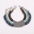 New Cute Design 4mm Stone Bracelet Beads Stainless Steel Men Bracelet JBS12586