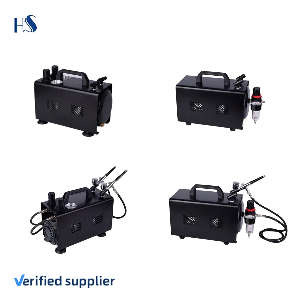 AS18TA Professional Makeup Kit Airbrush Tanning Machine Complete Hobby Model Gravity Feed Piston Type Copper ABS Material