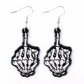 2024 Wholesale Personality Middle Finger Juvenile Finger Skull Punk Party Acrylic Drop Earrings for Men Women