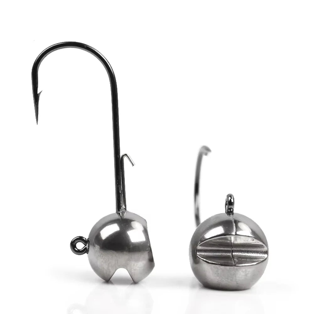 Spinpoler Tungsten Jig Heads Fishhook for Lure Fishing Football Round Ball Jig Head Super Sharp Bass Pike Carp 2g/3g/7g/10g/14g