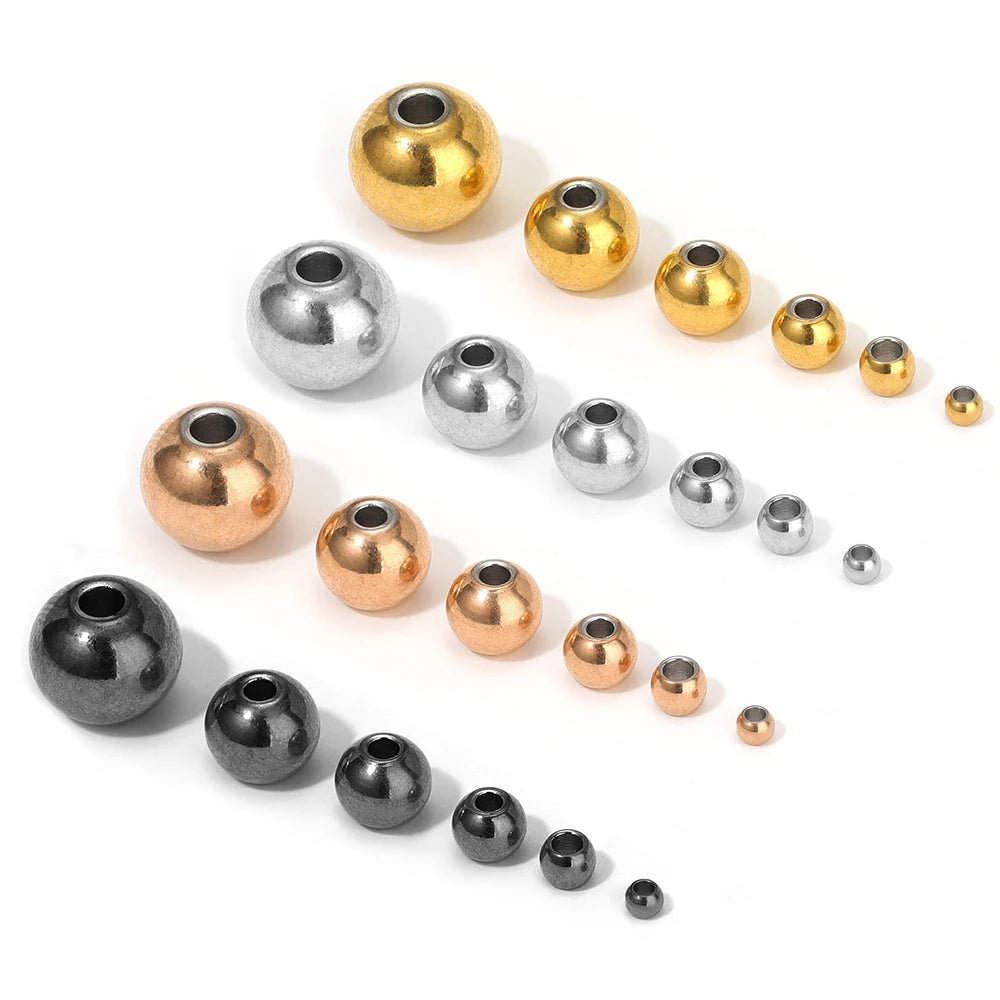 Stainless Steel Rose Gold Black Spacer Beads for Jewelry Making Accessories Supplies Findings Components