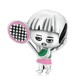 Factory Wholesale 925 Sterling Silver Tennis Girl Charm Beads Fit Bracelet Bracelet Women Fine Jewelry Making SCC2051