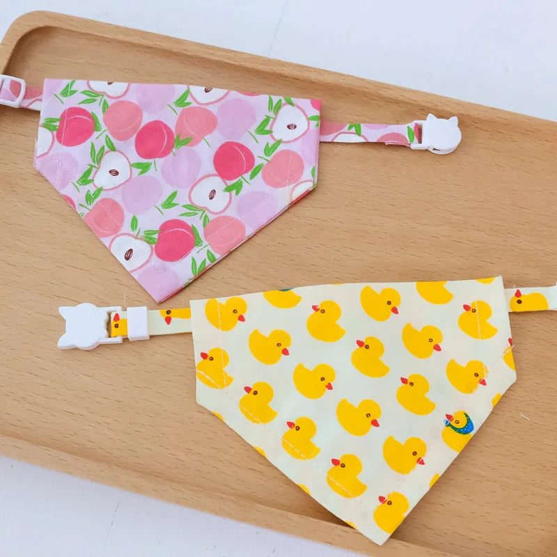 Pet Collar with Triangle Bib Fruit-Themed Accessories and Safety Buckle