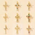Luxury Copper Gold Plated Shiny Multicolor Cubic Zircon Accessories Unique Multi-Style Gold Cross Pendant for Jewelry Making