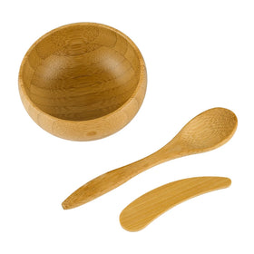 Eco Friendly Bamboo Face Cream Jar Cosmetic Kit/ Bamboo Facial Cream Bowl with Spoon