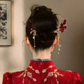 Fashion Decorative Women Hair Accessories Wedding Hairpin Red Flower Pearls Bridal Hair Clip