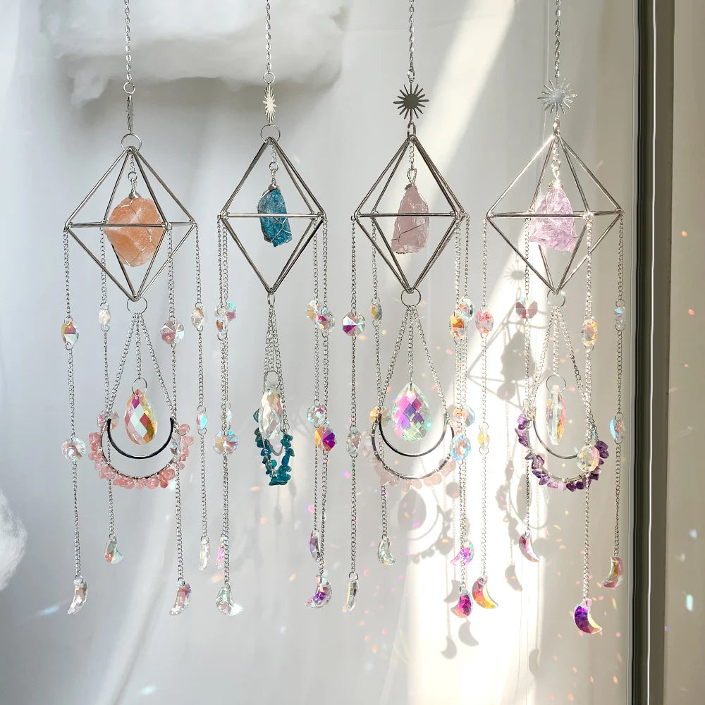 Diamond Shape Natural Crystal Suncatchers Hanging Pendant Home Decoration Crystal Sun Catcher for Feng Shui MegaBDM