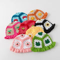 Handmade Ladies Dobby Frog Crochet Princess Hat Knitted Hollow Bucket Hat Ruffles Cartoon Pattern Stylish for Casual Wear Winter