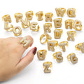 Fashion Trendy Copper Alloy Adjustable Bubble Balloon Initial Letter Rings for Women