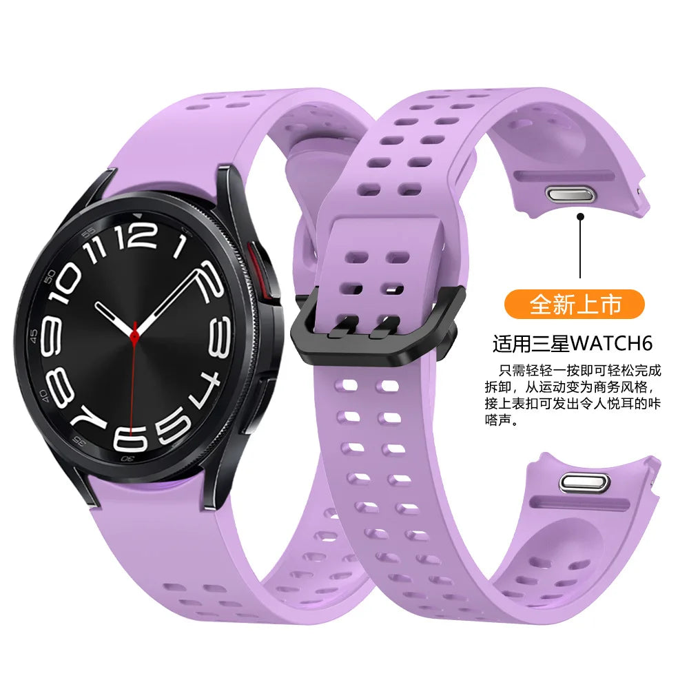 Silicone Strap for for Watch 6 Classic 47mm Breathable Limited Edition Wrist Band Curved End Pin Buckle No Gaps