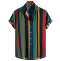 Latest Design Personalized Short Sleeve Striped Printed Casual Men's Shirts Fashion Streetwear