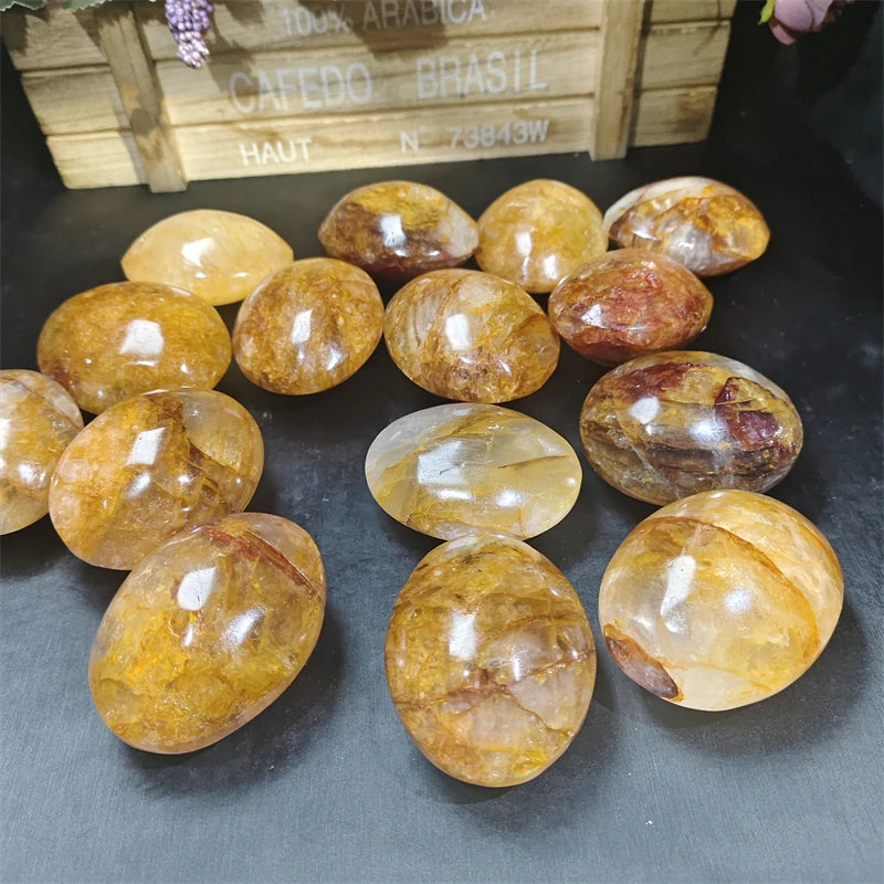 Wholesale Bulk Crystals Handmade Polished Healing Stone Golden Healer Palm Stones for Sale
