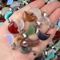20mm Healing Crystal Mixed Moon Shaped Pendants Necklace Moon Charms Chakra Charms for DIY Jewelry Making
