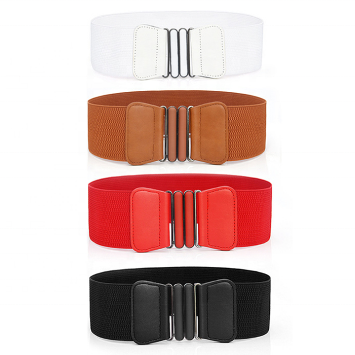 2025 New Latest Fashion Design Comfort and Style Durable Wide Elastic Band PU Leather Ladies Belt for Women's Dresses