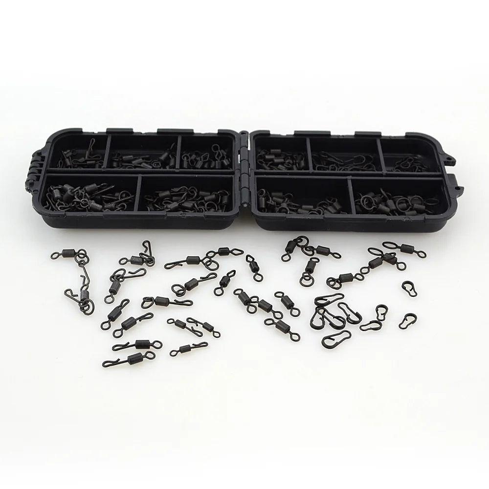 Carp Fishing Swivels and Snaps in Box Quick Change Rig Terminal Tackle Fishing Accessories 200pcs Per Box