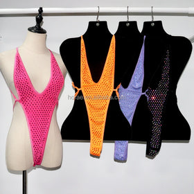 B099 Wholesale Bling Crystal Bodysuit Fashion Crystal Rhinestone Swimsuit Diamond Bikini