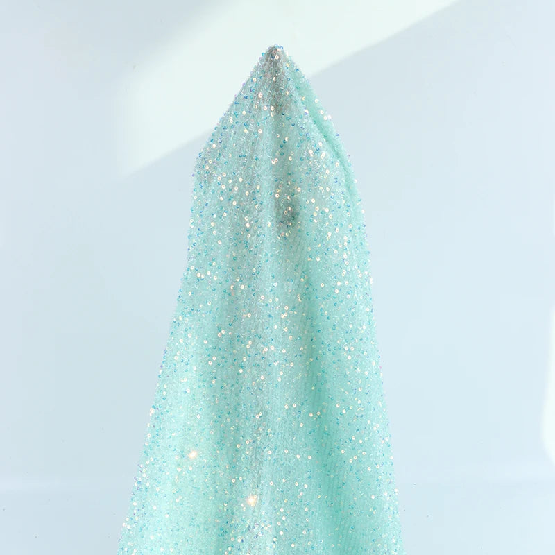 2022 Fashion Multicolor Beautiful Full Sequins Embroidery Fabric for Girl Woman Dress Knitted Technics for Bags Shoes Weddings