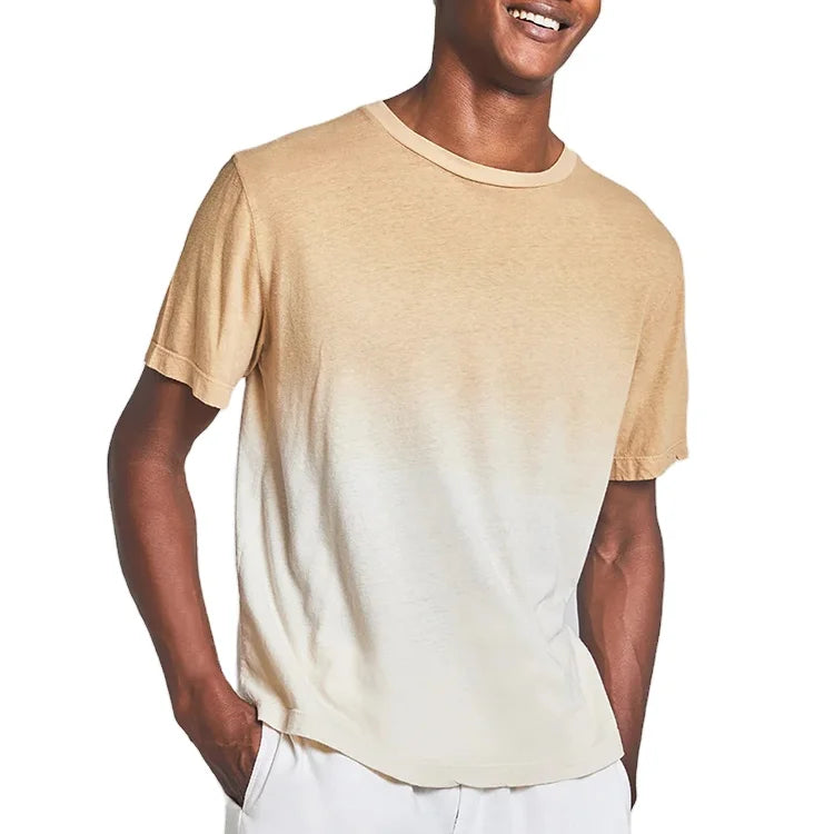 Men's Slim Fit 100% Cotton Rib Crew Neck T-Shirt High Quality Jersey Blank T-Shirt with Custom Logo Design