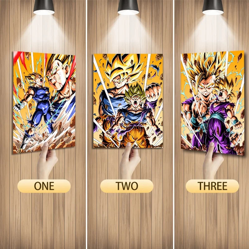 Newest Anime DB 3D Lenticular Art Deco Birthday Poster Three Character Flip Changing Picture Wall Art Anime Decor 30x40cm