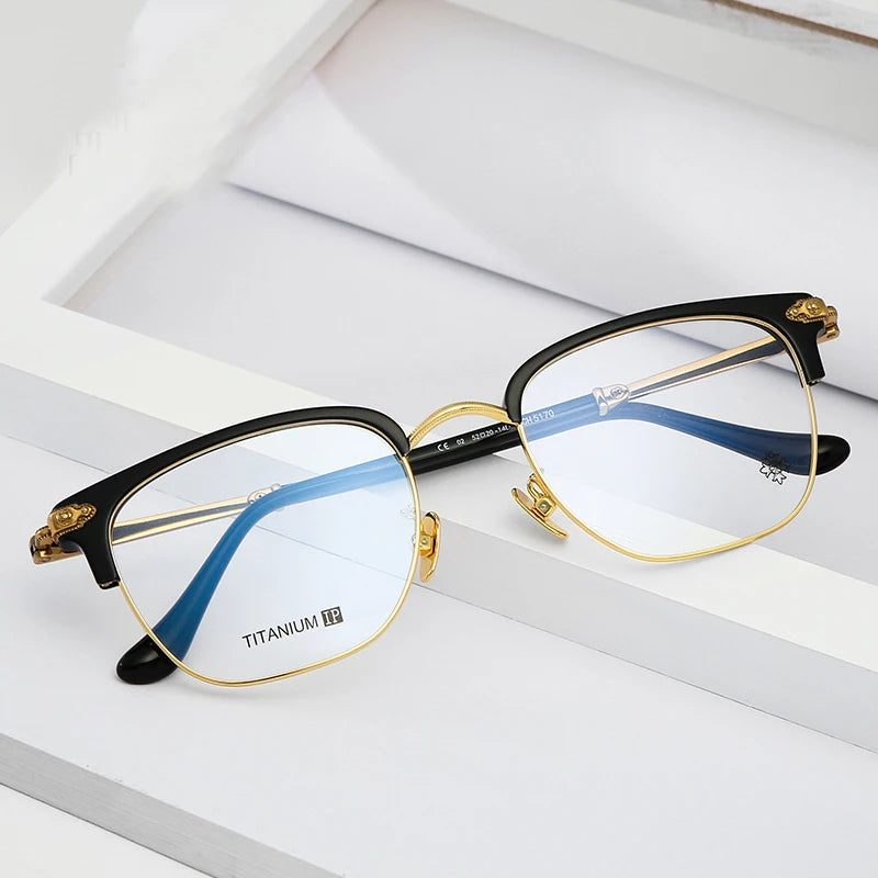 Shenzhen Titanium Acetate Unisex Rectangle Durable Semi-Rimmed Prescription Reading Eyeglasses for Eye Protection