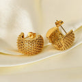 Funky Grid Stud Earrings Women Jewelry 18k Gold Plated Stainless Steel Small Chunky C Shape Hoop Earrings For Girls Trend