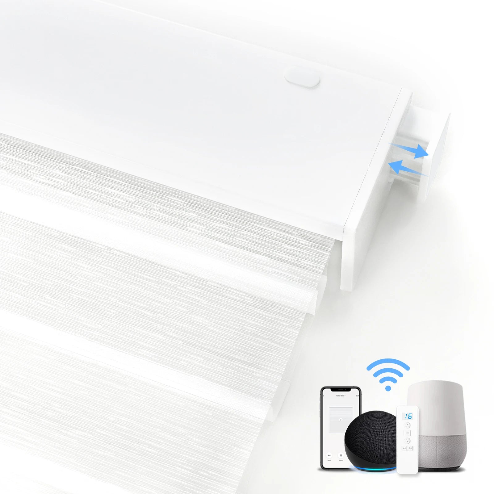 No Drill Custom Double Layer Electric Automatic Smart Remote Blackout Motorized Roller Shades Shangri-La Blinds for Window