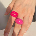 INS Ring Set Lip Resin Ring Boasting Fun Mouth Color Set Exaggerate Acrylic Ring