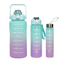 Large Capacity 3-Piece Set Portable Water Bottles with Lid Direct Drinking Gradient Color Cute Style for Sports Use