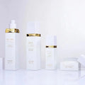 Custom Design Luxury Skincare Set Square Glass Bottles & Jars with Pump Sprayer for Mascara and Cosmetic Packaging