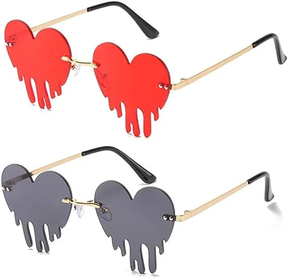 2026 Dripping Heart Sunglasses for Women Melting Heart Shaped Rimless Personality Party Glasses Lentes De Sol Para Mujer