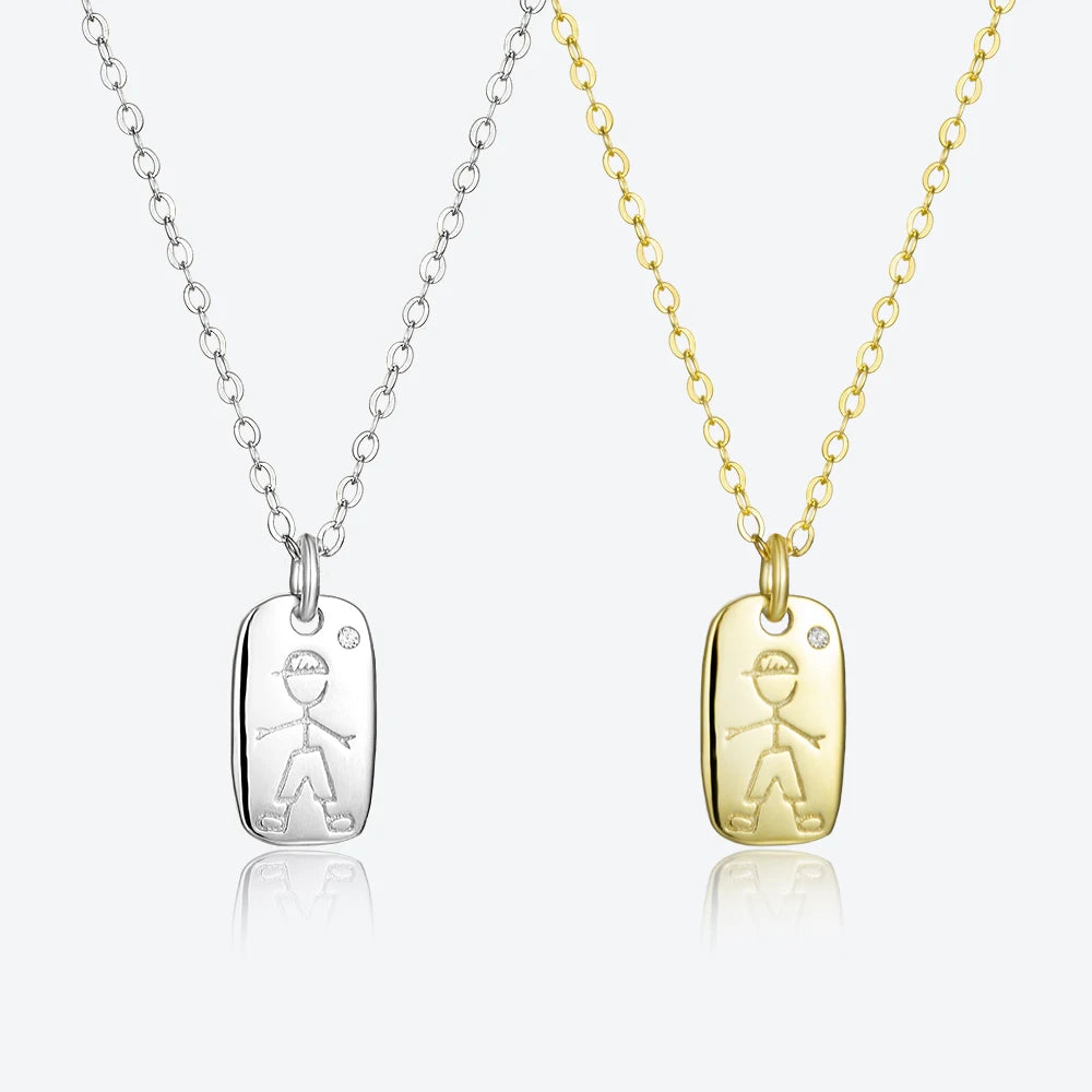 FUAMAY Direct Factory 925 Sterling Silver18K Gold Plated Boy and Girl Charm 925 Pendant Necklace Silver 925 Woman Everyday Wear