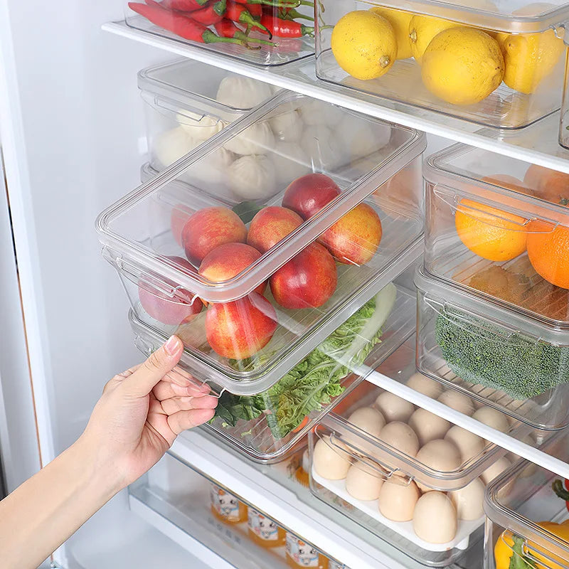 OWNSWING Drawer Refrigerator Storage Box Kitchen Food Grade Organizer Transparent Plastic Vegetable Storage Box with Lid