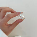 Trendy Pearl Jewelry 925 Sterling Silver Open Adjustable Pearl  Ring