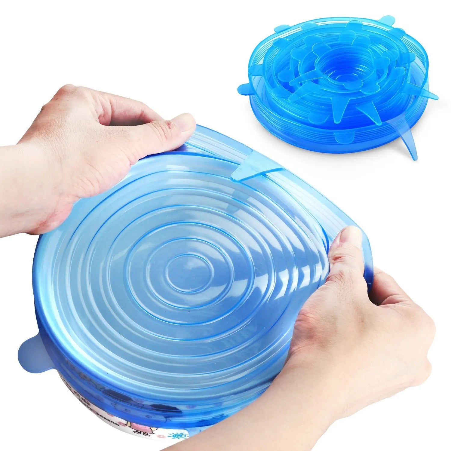 Fresh-Keeping Reusable 6pcs/set Silicone Suction Lid Silicone Stretch Seal Lids for Fruits Meat and Vegetables Silicone Cove
