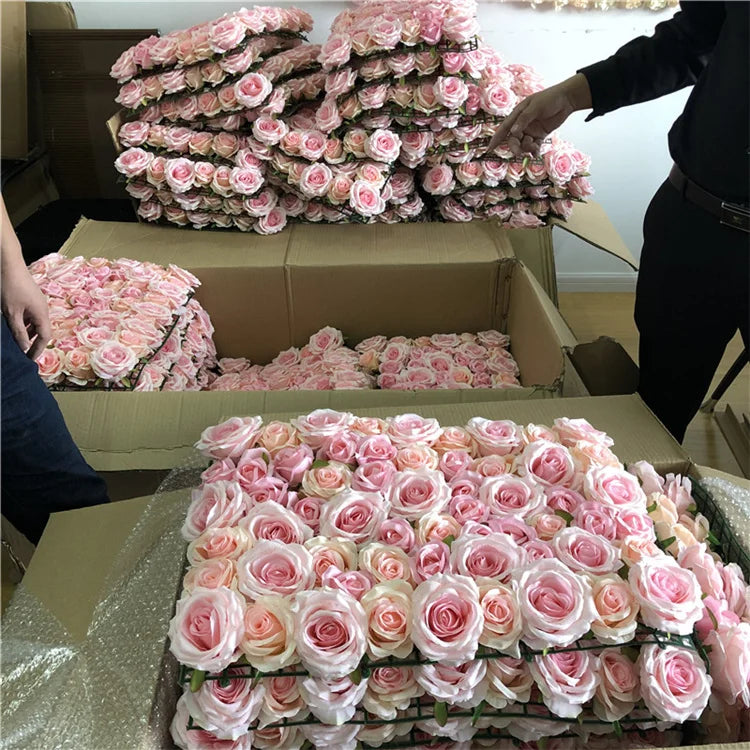 H05076 Hot Sale Artificial Wall Flower Silk Rose Wall Flower Panel 3d Wedding Flowerwall Backdrop Panels Flower Wall Decor