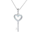925 Silver Heart-shaped Necklace Key and Lock-up Necklace Girl Gift Pendant