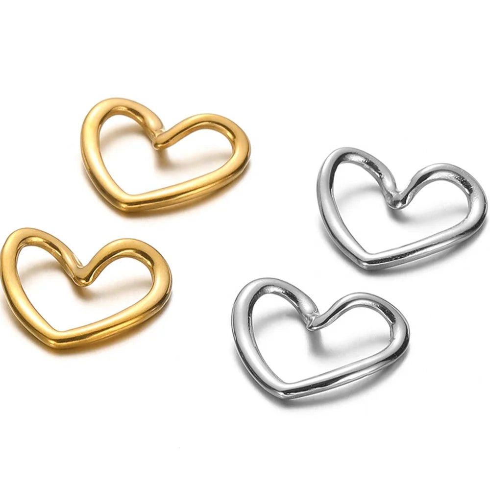5Pcs Stainless Steel Hollow Out Loving Heart Charms Pendants for Jewelry Making DIY Necklace Earrings Supplies Wholesale