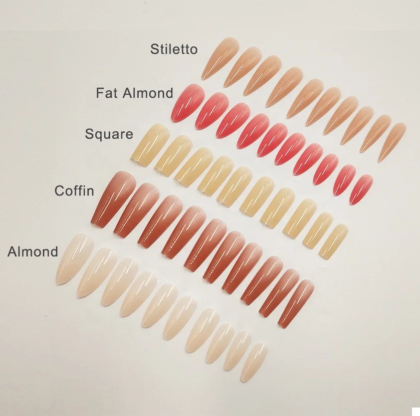Custom Private Label 500pcs Per Box Almond Stiletto Square Coffin  Full Cover Press on Nude Color Soft Gel Nail Tips